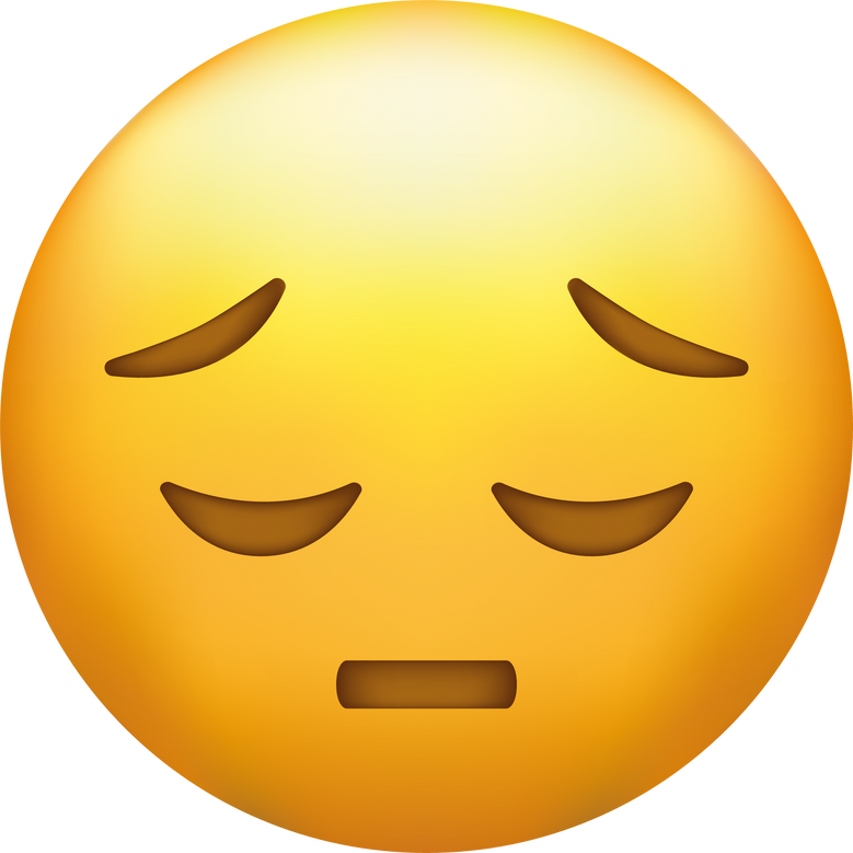 Disappointed emoji. Sad face, unhappy emoticon